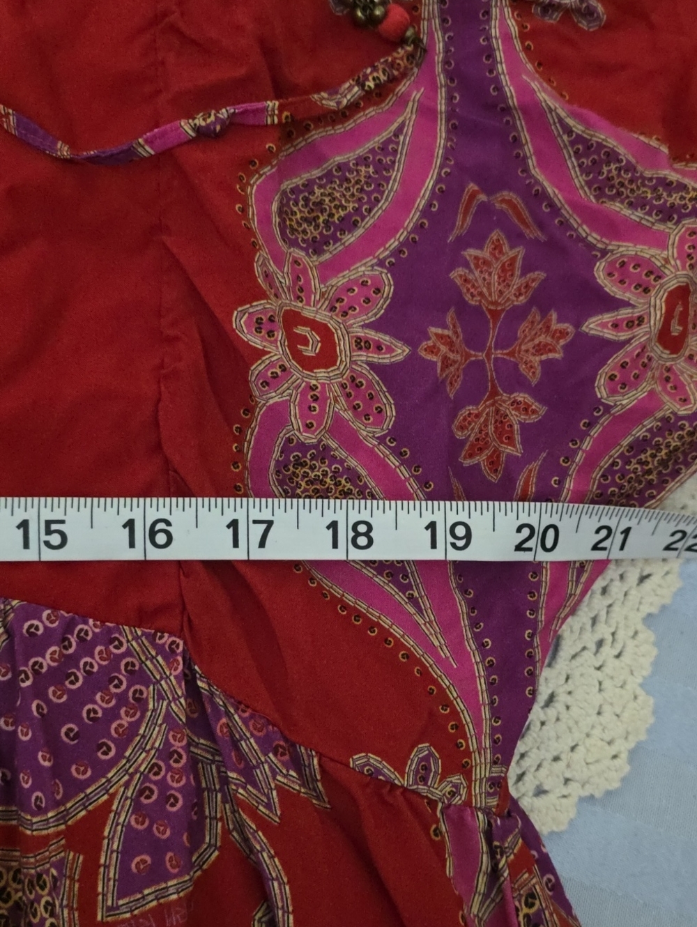 Farm Rio Women's Boho Red & Purple Paisley Maxi Dress Balloon Sleeves Sz L READ - Picture 11 of 13